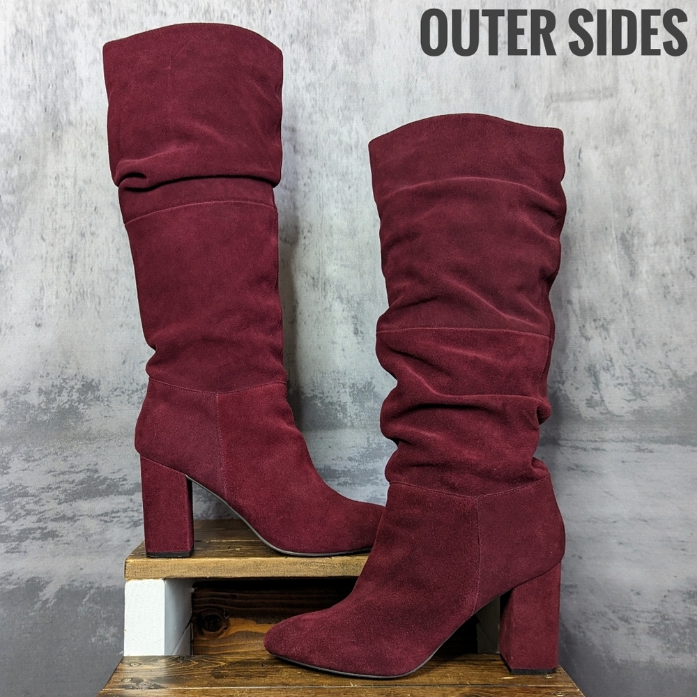 Steve Madden Faola suede slouch tall boots, burgundy, size 11 - Picture 5 of 11